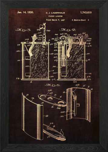 Pocket lighter patent - lighter, framed