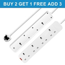 4 Way Mains Extension Lead