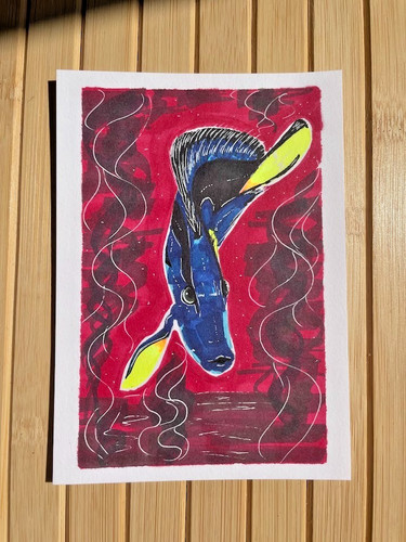 Original painting blue tang - painting,