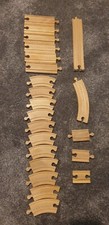 Wooden Reversible Railway Track / Road 22 Pieces  Like Brio, Big Jigs, Etc