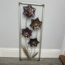 Large Coloured Brown/black/reds Metal flowers Wall Art Garden Panel Hanging