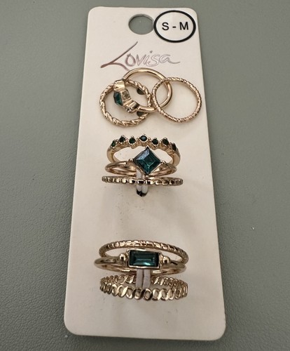 Lovisa green gem - gold, set