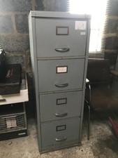 FILING CABINET VINTAGE 4 DRAWER STORAGE WORKSHOP OFFICE GARAGE INDUSTRIAL GREY
