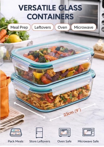 Pack large glass food - pack,