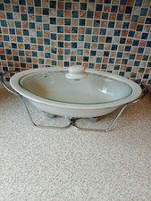 PORCELAIN CHAFFING DISH FOOD WARMER WITH STAND & LID