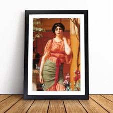 Nerissa By John William Godward Framed Canvas Wall Art Print Poster Picture