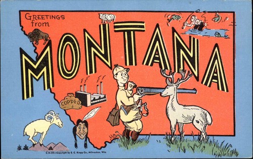 Montana map deer hunter - montana, mt