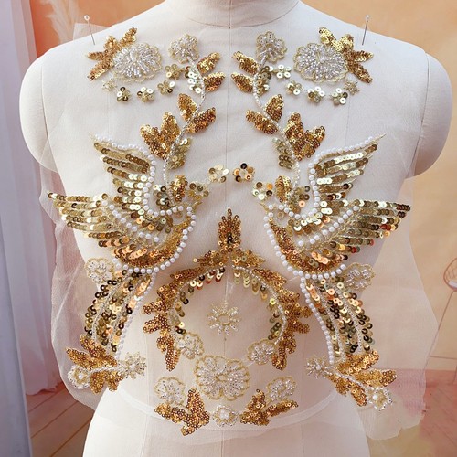 Gold white beaded - gold,