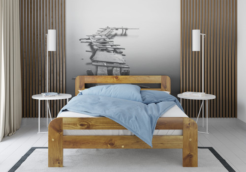 Solid wood bed - wood, frame,