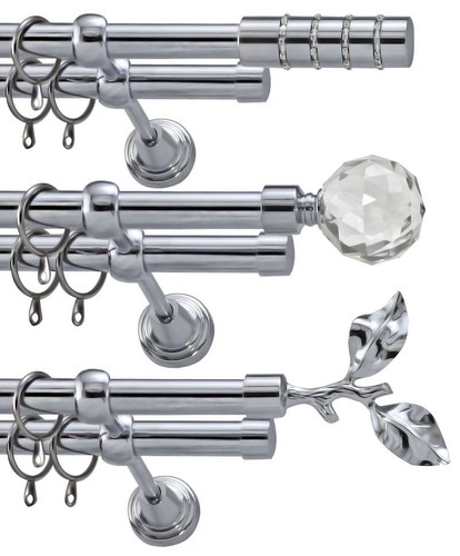 Metal double curtain pole rod - metal,