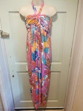 Oasis Maxi Dress Multicoloured Halter Neck Sleeveless Viscose Size Small/8