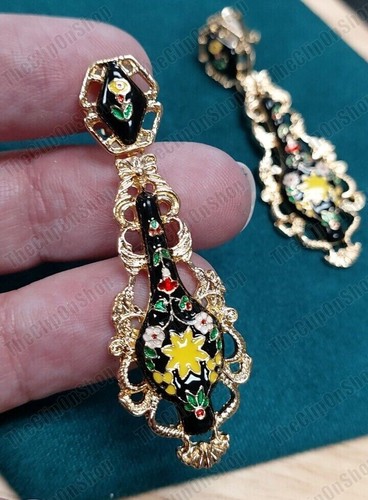 Clip black floral - clip, on