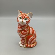 Royal Crown Derby Ginger Cat Paperweight - LIV 1991