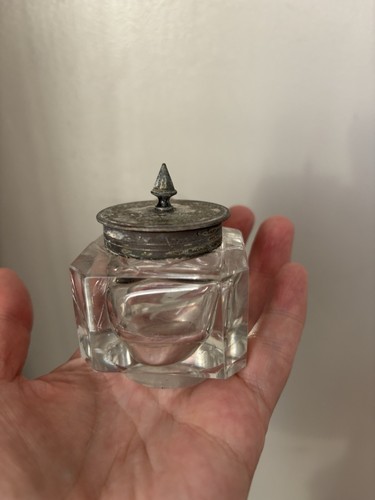 Antique cut glass inkwell - glass,