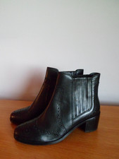 Ladies Black Leather Chelsea Brogue Style Monsoon Boots UK 8 EU 41  NWOB