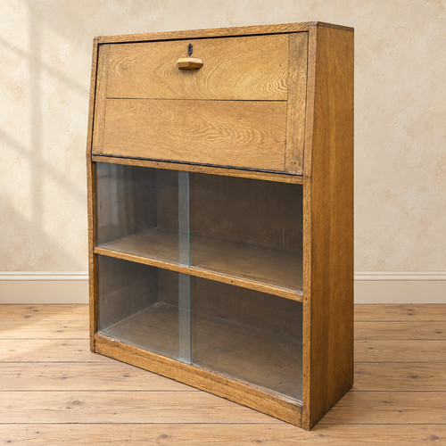 Oak writing bureau bookcase - bureau,