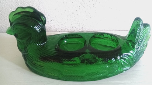 Vintage green glass - -, hen