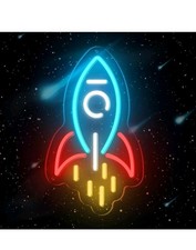 Rocket Neon Sign, Rocket LED