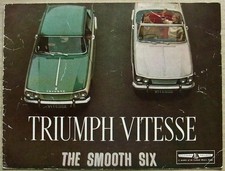 TRIUMPH VITESSE Saloon & Convertible Car Sales Brochure May 1962 #350/562/UK/50M