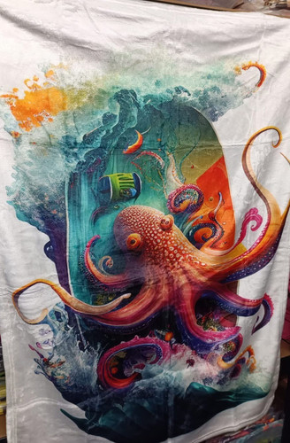 Multicoloured octopus blanket - octopus,