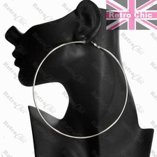 LARGE HOOP EARRINGS thin metal BIG HOOPS 12cm/10cm/9cm FASHION GOLD/BLACK/SILVER