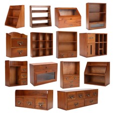 Retro Wooden Drawers Storage Box Desktop Organizer Office Cabinet Jewellery Case