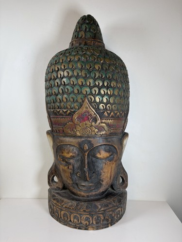 Buddha head wooden large - head,