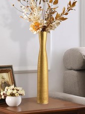Gold Tall Vase 16.5 Inch Skinny Flower Decoration Handmade Ceramic Vase Modern