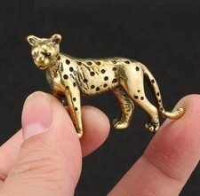 Brass Cheetah Leopard Figurine Small Animal Statue Table Home Decoration Toy