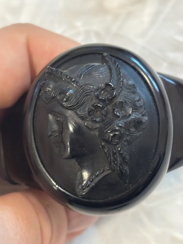 Carved jet athena minerva - jet,
