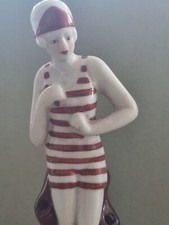Superb Art Deco 1920's Style Flower / Hat Pin Holder Bathing Beauty Figurine