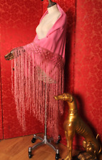 Antique Vintage Pink Silk Piano Shawl 1920's 1930's Evening Wear