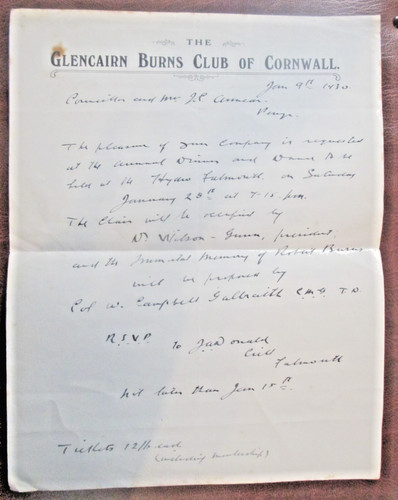 Glencairn robert burns - burns, club