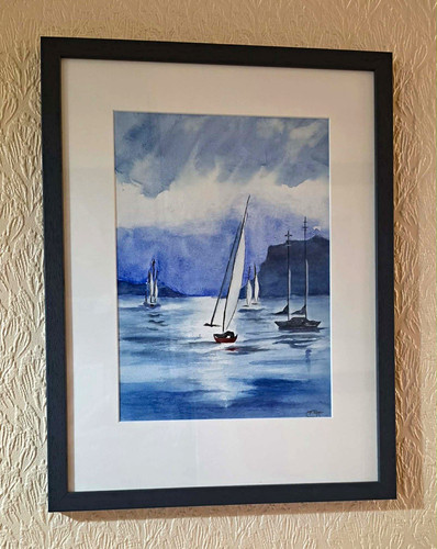 Signed framed watercolour - framed,