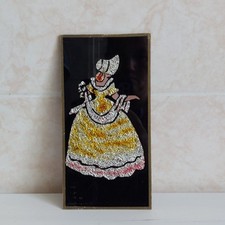 Vtg Crinoline Lady Foil Art