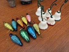 vintage christmas 15 Decorations 7 Mini Honeycomb Glass Baubles 6 Glass Bells