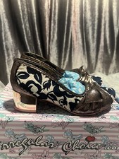 Irregular Choice Size 5 “Ladies First” Floral Shoes With Bronze Bows And Heels