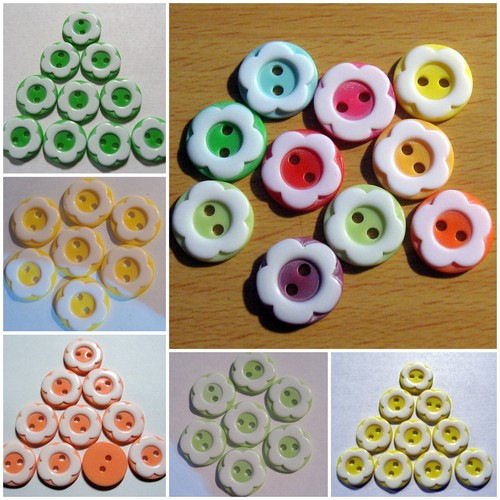 12mm wide flower buttons - 12mm,