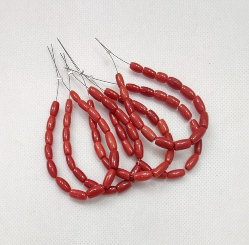 Genuine red coral drum - red, beads