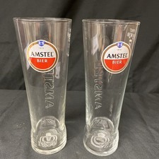 2X Amstel Bier Etched Pint Glasses Lager Drinks Home Bar Pub Party (1333