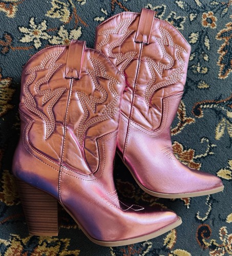 Women metallic pink cowboy - pink,