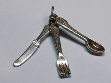 Sterling silver 925 cuttlery tableware fork spoon bracelet charm vintage gift