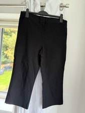 Ladies Cropped Capri Stretch Trousers Black 14