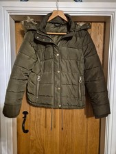 Topshop Khaki Faux Fur Trim