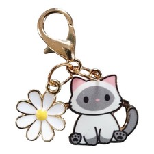 Beautiful ragdoll cat And Daisy Keyring/Handbag Charm Secret Santa