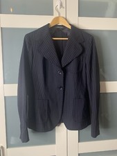 Max Mara Navy Dark Blue Royal Stripped  Smart Wool Blazer Jacket UK 12