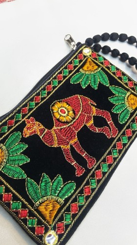 Small hand embroidered wallet - small, hand-embroidered