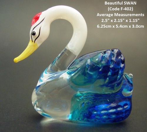 Blown glass swan figurine - glass,
