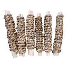 6 Pack Natural Bamboo Chew Toys for Rabbits Woven Grass Treats for Chinchilla