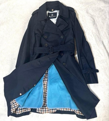 Aquascutum navy wool trench - wool,